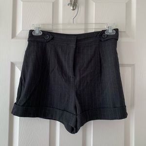 High waisted pinstripe shorts